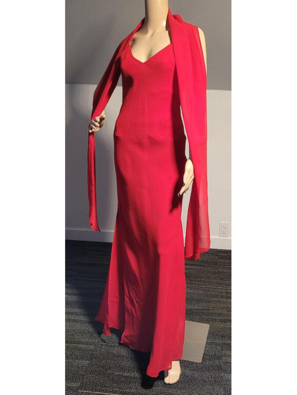 Algo Vintage Red Elegant Sleeveless Polyester Dress Sz 8 Spaghettie Straps